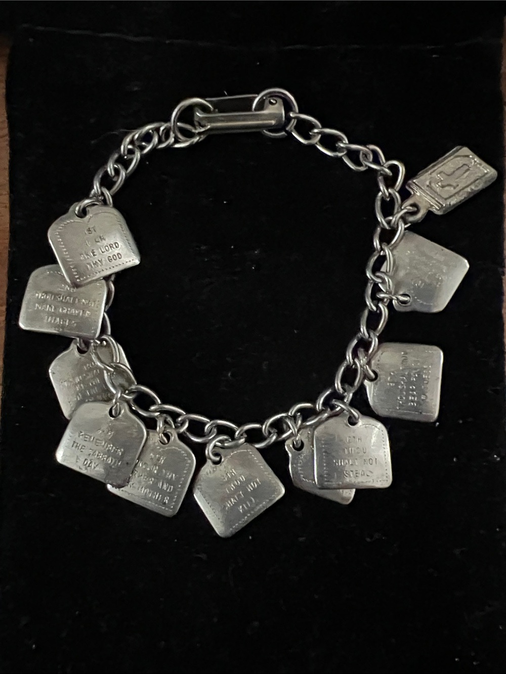 Silver Tone 10 Commandments Charm Bracelet